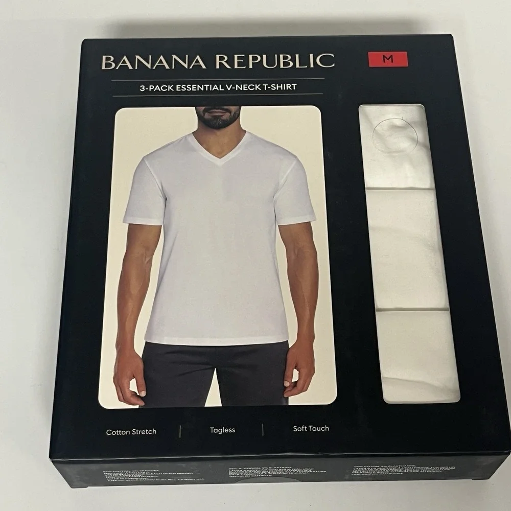 3 Pack Banana‎ Republic Mens Vee Short Sleeve V Neck Premium Wash T-Shirts Fit M